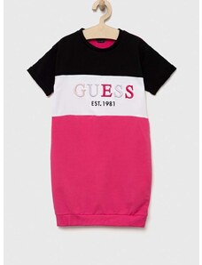 Dievčenské šaty Guess ružová farba, mini, rovný strih