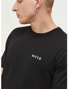 Bavlnené tričko Nicce čierna farba, jednofarebné