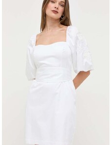 Šaty Guess biela farba, mini, rovný strih