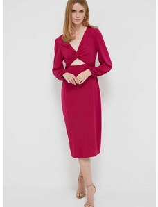 Šaty Lauren Ralph Lauren ružová farba, midi, rovný strih
