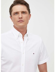 Bavlnená košeľa Tommy Hilfiger pánska, biela farba, slim, s golierom button-down, MW0MW30911