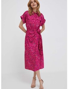 Šaty Lauren Ralph Lauren ružová farba, midi, áčkový strih