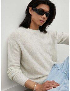 Vlnený sveter American Vintage pánsky, šedá farba, tenký