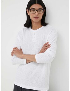 Bavlnené tričko s dlhým rukávom American Vintage biela farba, jednofarebné
