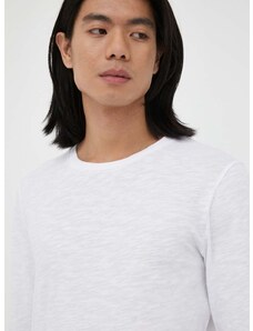 Bavlnené tričko s dlhým rukávom American Vintage biela farba, jednofarebný
