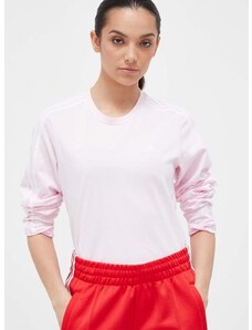 Bavlnené tričko s dlhým rukávom adidas ružová farba