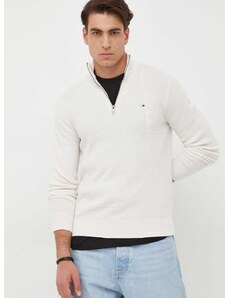Bavlnený sveter Tommy Hilfiger béžová farba