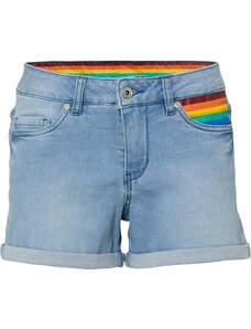 bonprix Džínsové šortky Pride s detailom zástavy, farba modrá