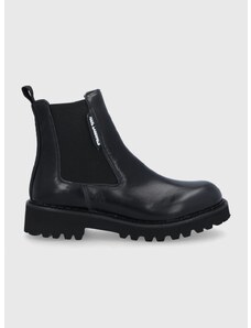 Kožené topánky Chelsea Karl Lagerfeld dámske, čierna farba, na plochom podpätku