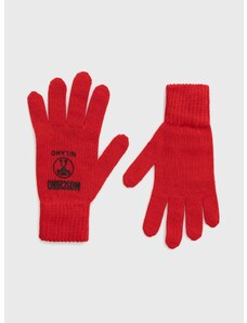 Vlnené rukavice Moschino dámske, červená farba