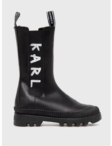 Kožené topánky Chelsea Karl Lagerfeld dámske, čierna farba, na platforme