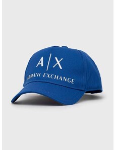 Bavlnená čiapka Armani Exchange čierna farba, s nášivkou, 954039 CC513 NOS