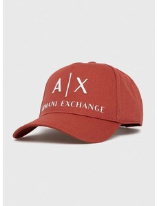 Bavlnená čiapka Armani Exchange oranžová farba, s nášivkou, 954039 CC513 NOS