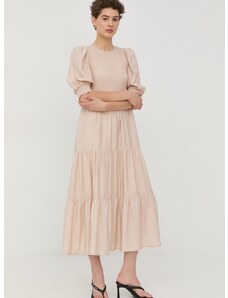 Bavlnené šaty Gestuz béžová farba, mini, áčkový strih