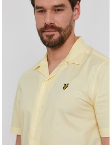 Bavlnená košeľa Lyle & Scott pánska, žltá farba, regular, s klasickým golierom