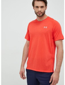 Bežecké tričko Under Armour červená farba, jednofarebné