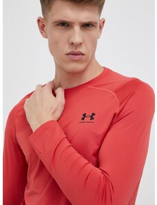 Tréningové tričko s dlhým rukávom Under Armour červená farba, jednofarebné, 1361506