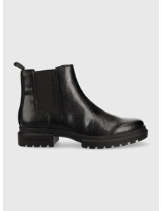 Kožené topánky chelsea Calvin Klein Jeans Cleated Chelsea Boot dámske, čierna farba, na platforme,