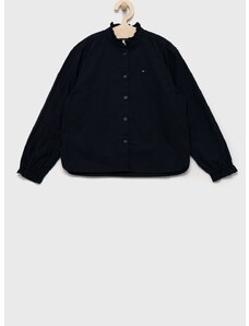 Detská bavlnená košeľa Tommy Hilfiger tmavomodrá farba