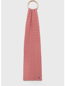 Bavlnený šál Polo Ralph Lauren ružová farba, jednofarebný