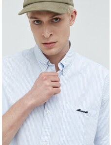 Košeľa Abercrombie & Fitch pánska, biela farba, voľný strih, s golierom button-down