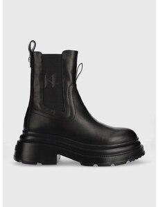 Kožené topánky chelsea Karl Lagerfeld DANTON dámske, čierna farba, na platforme,