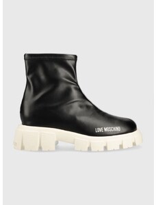 Členkové topánky Love Moschino dámske, čierna farba, na platforme,
