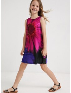 Dievčenské šaty Desigual fialová farba, mini, áčkový strih