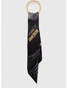 Hodvábna šatka Moschino čierna farba, vzorovaná