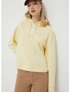 Mikina Tommy Jeans dámska, žltá farba, s kapucňou, s potlačou