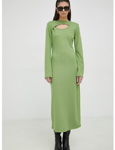 Šaty Gestuz zelená farba, midi, rovný strih