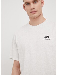 Bavlnené tričko New Balance UT21503SAH-SAH, šedá farba, s nášivkou