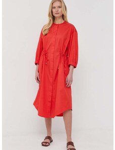 Bavlnené šaty Max Mara Leisure červená farba, midi, áčkový strih