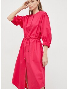 Bavlnené šaty Max Mara Leisure ružová farba, midi, áčkový strih