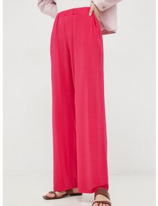 Nohavice Max Mara Leisure dámske, ružová farba, široké, vysoký pás