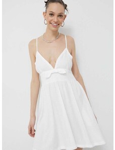 Šaty Roxy biela farba, mini, áčkový strih