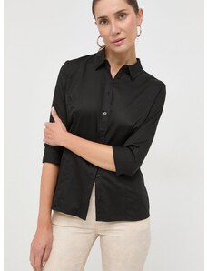 Košeľa Guess CATE dámska, čierna farba, slim, s klasickým golierom, W2YH41 WAF10