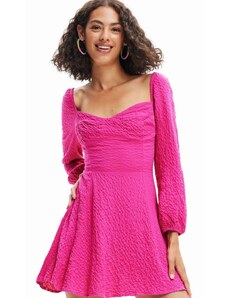 Šaty Desigual ružová farba, mini, áčkový strih