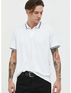 Polo tričko Abercrombie & Fitch pánske, biela farba, jednofarebné