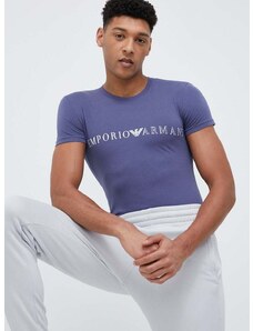 Tričko Emporio Armani Underwear tmavomodrá farba, vzorované