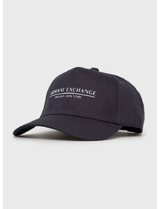 Bavlnená čiapka Armani Exchange tmavomodrá farba, s potlačou