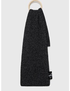 Šál s prímesou vlny Calvin Klein Jeans čierna farba, jednofarebný