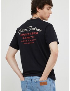 Bavlnené tričko Deus Ex Machina čierna farba, s potlačou