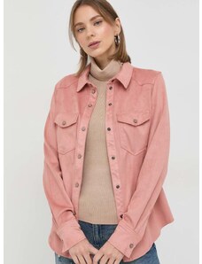 Košeľa Guess dámska, ružová farba, regular, s klasickým golierom