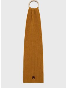 Vlnený šál Tommy Hilfiger žltá farba, jednofarebný