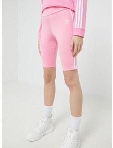 Šortky adidas Originals dámske, ružová farba, s nášivkou, vysoký pás