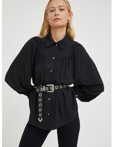 Košeľa Levi's dámska, čierna farba, regular, s klasickým golierom
