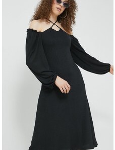 Šaty Hollister Co. čierna farba, midi, priliehavá
