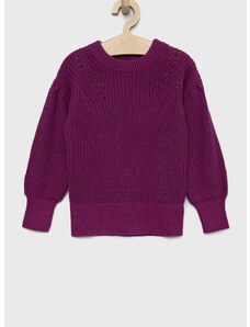Detský bavlnený sveter GAP fialová farba, tenký