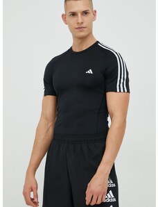 Tréningové tričko adidas Performance Techfit 3-stripes čierna farba, s nášivkou, HD3525